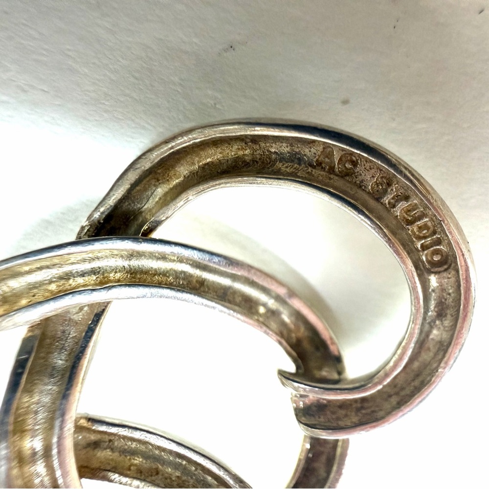 Interlocking Open Cuff Bracelet - Silver Tone - image 5